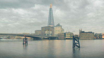 Planate London - View of the Shard and London Bridge from the north side of the River Thames. Framed Photo Print of London.