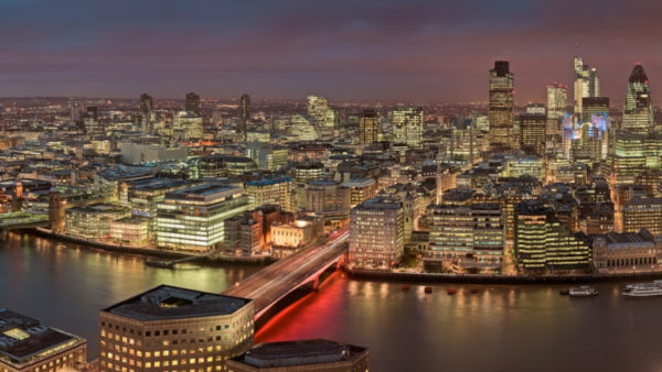 Shard View Night - Night view of the City of London skyline. High-Res London Cityscape Fine Art Print.
