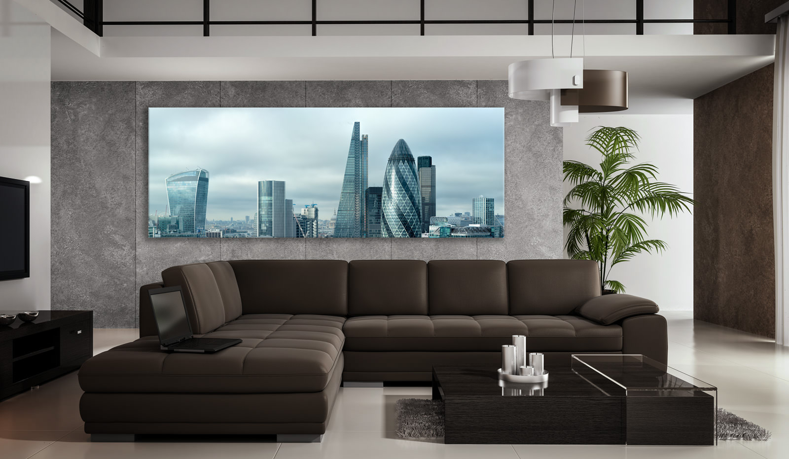 Silvered City Acrylic In Situ - High-Res London Cityscape