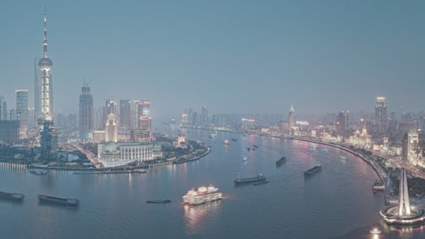 Huangpu River - View of the Shanghai Cityscape from across the Huangpu River, China. High Resolution Cityscape Fine Art Print