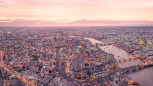 Late Sunset Looking West - High Resolution London Cityscape Print of the view west from the Leadenhall Building at sunset..